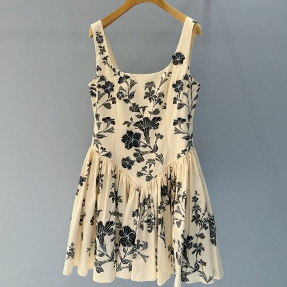 Agua By Agua Bendita Pluma Guayacan appliquéd gathered printed Cotton Mini Dress - Picture 4 of 12